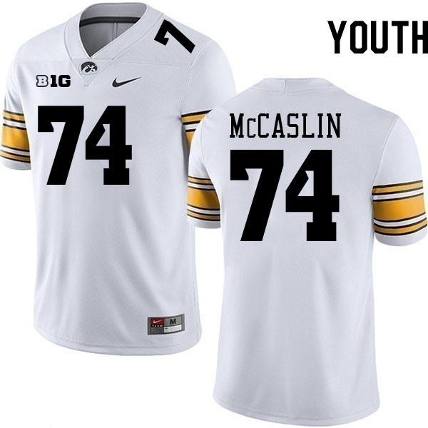 Youth #74 Bodey McCaslin Iowa Hawkeyes College Football Jerseys Stitched-White